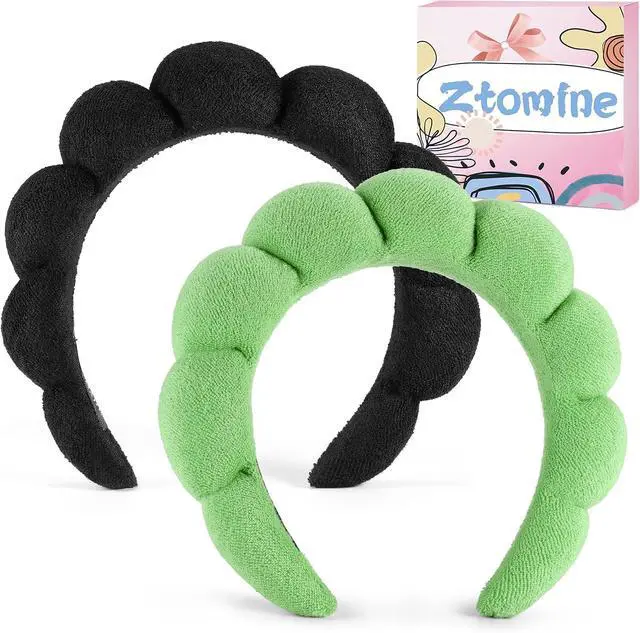 Alt view image 7 of 7 - Ztomine 2 Count Hairband, Set of 2 - Thick, Soft, Plush, Absorbent Terry Cloth Spa Headbands for Washing Face or Facial - Puffy Makeup Headbands for Face Washing, Mask, Skin Treatment
