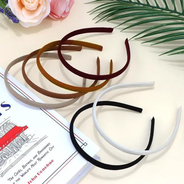 Alt view image 2 of 7 - 6Pcs Thin Headbands For Women Girls No Headache Pressure Comfortable Headbands for Women Non Slip Fabric Skinny Narrow Hairbands Head Bands for Women's Hair Accessories (Natural Color)