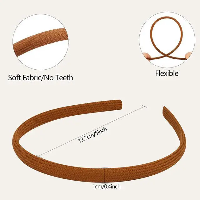 Alt view image 3 of 7 - 6Pcs Thin Headbands For Women Girls No Headache Pressure Comfortable Headbands for Women Non Slip Fabric Skinny Narrow Hairbands Head Bands for Women's Hair Accessories (Natural Color)