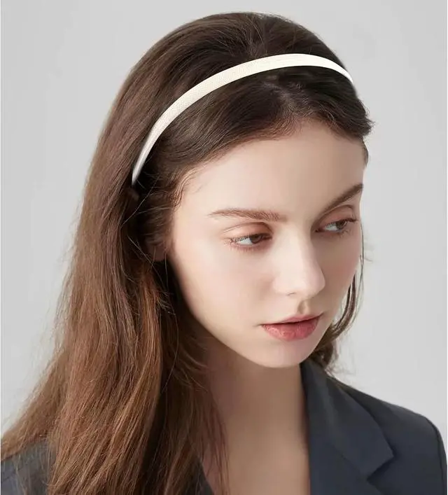 Alt view image 6 of 7 - 6Pcs Thin Headbands For Women Girls No Headache Pressure Comfortable Headbands for Women Non Slip Fabric Skinny Narrow Hairbands Head Bands for Women's Hair Accessories (Natural Color)