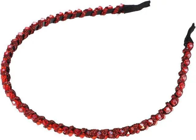 Main image of VOCOSTE Rhinestone Headband for Women, Red | 0.24 inch Wide, No Ears Pinching, Not Easy to Slip, Sparkle, Comfortable to Wear, Light Enough for Daily Use