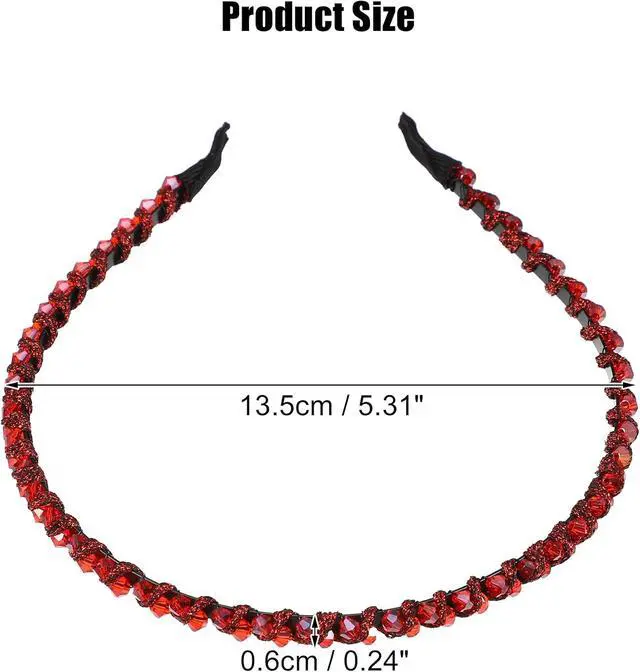 Alt view image 4 of 7 - VOCOSTE Rhinestone Headband for Women, Red | 0.24 inch Wide, No Ears Pinching, Not Easy to Slip, Sparkle, Comfortable to Wear, Light Enough for Daily Use