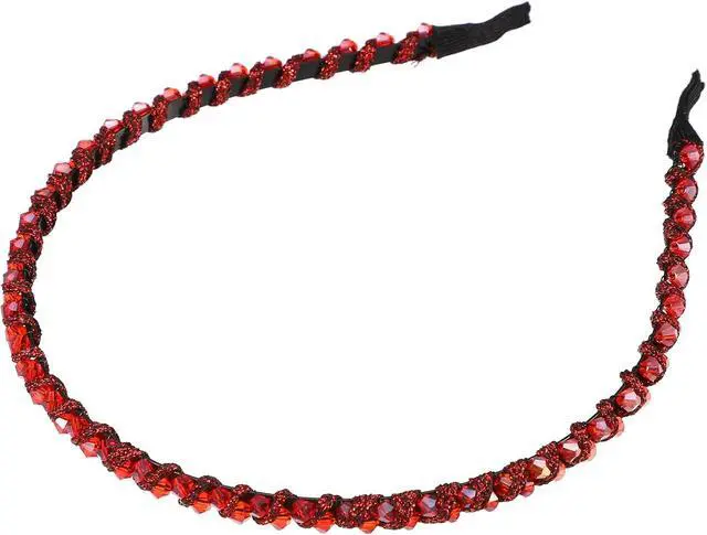 Alt view image 5 of 7 - VOCOSTE Rhinestone Headband for Women, Red | 0.24 inch Wide, No Ears Pinching, Not Easy to Slip, Sparkle, Comfortable to Wear, Light Enough for Daily Use