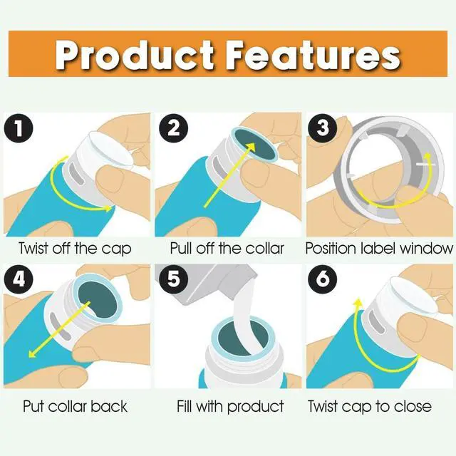 Alt view image 2 of 6 - Laxen 5 Pack Travel Bottles for Toiletries with Clear Bag, Leak Proof, Refillable, TSA Approved Silicone Travel Containers for Shampoo and Conditioner, Travel Essentials Toiletry Bottles