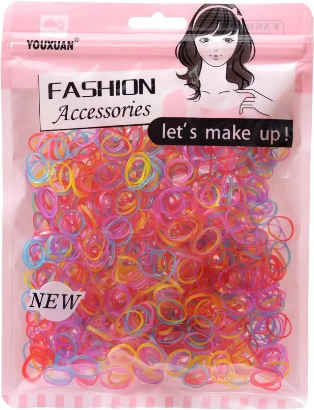 Main image of Youxuan Kids Elastics No Damage Colored Hair Bands Fashion Girls Hair Ties 1000 Count Small Size