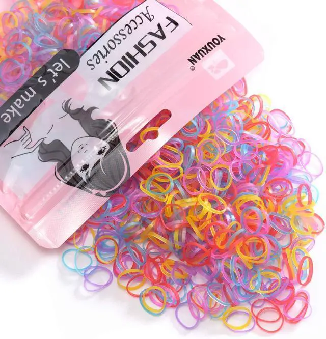 Alt view image 2 of 6 - Youxuan Kids Elastics No Damage Colored Hair Bands Fashion Girls Hair Ties 1000 Count Small Size