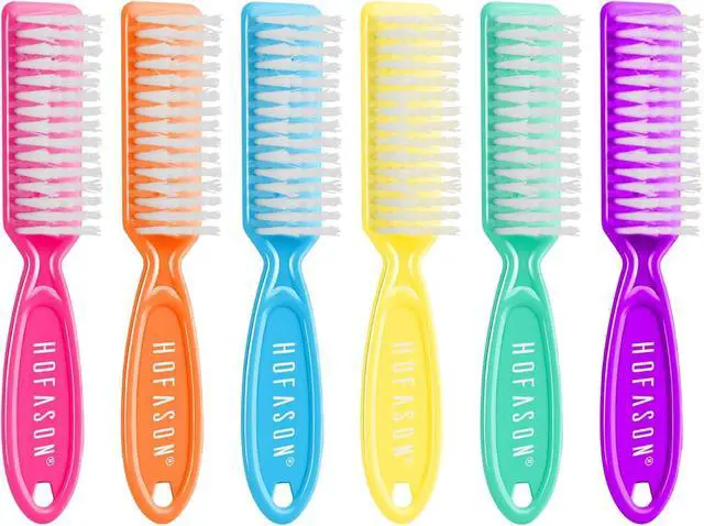 Main image of HOFASON 6 Pack Nail Brush for Cleaning Fingernails, Nail Brush Handle Grip Brush for Nail and Toenail Foot, Nail Dust Brush Manicure Pedicure Tools Scrubbing Brush Women Men Home Salon (Bright Colors)