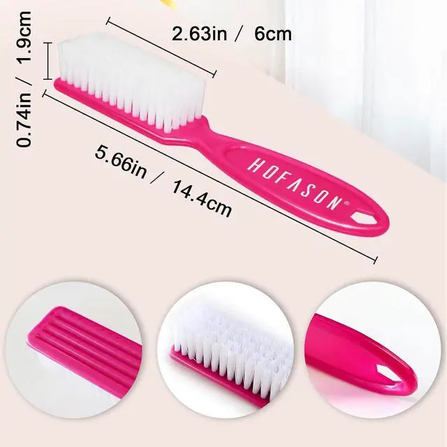 Alt view image 3 of 7 - HOFASON 6 Pack Nail Brush for Cleaning Fingernails, Nail Brush Handle Grip Brush for Nail and Toenail Foot, Nail Dust Brush Manicure Pedicure Tools Scrubbing Brush Women Men Home Salon (Bright Colors)