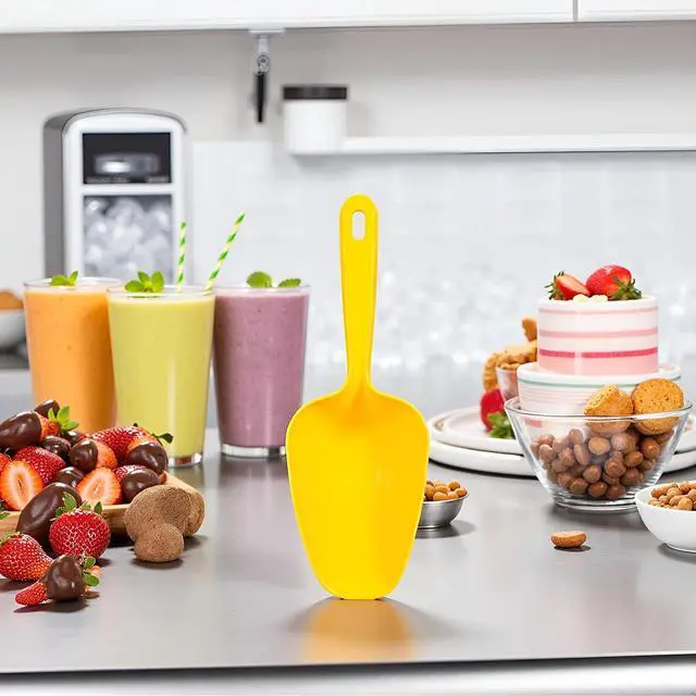 Alt view image 2 of 7 - Plastic Ice Scoop, Kitchen Ice Scooper for Maker, Scooper for Freezer Bar Wedding Party Small Food Scoops for Pet Animal Dog Food Candy Scoop Beach Shovel Tools (yellow)