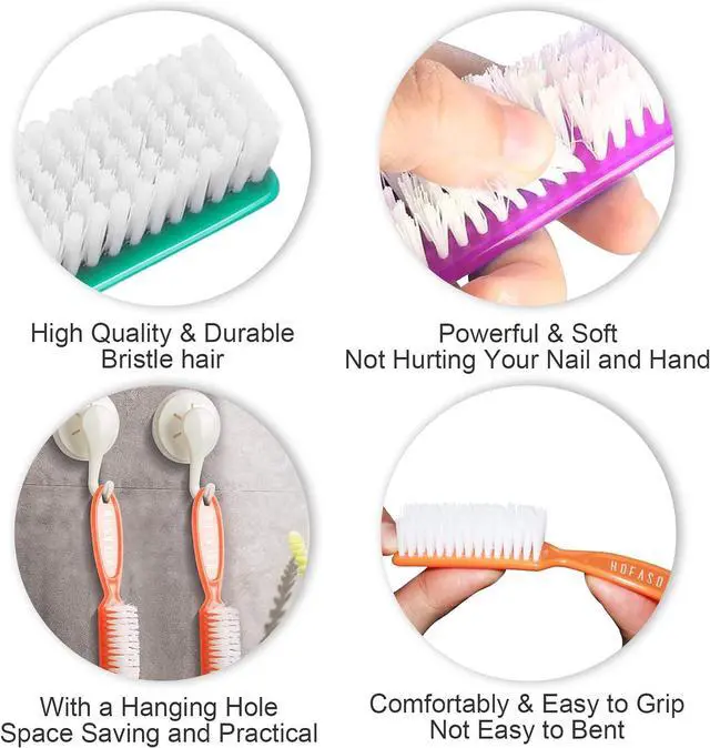 Alt view image 5 of 7 - HOFASON 6 Pack Nail Brush for Cleaning Fingernails, Nail Brush Handle Grip Brush for Nail and Toenail Foot, Nail Dust Brush Manicure Pedicure Tools Scrubbing Brush Women Men Home Salon (Bright Colors)