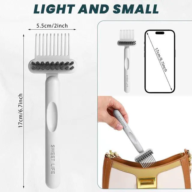 Alt view image 2 of 7 - Brush Cleaning Tool 2-In-1 Comb Cleaner Effective Hairbrush Cleaner Small and Portable Suitable for Travel,Good Comb Brush for WomenGrey