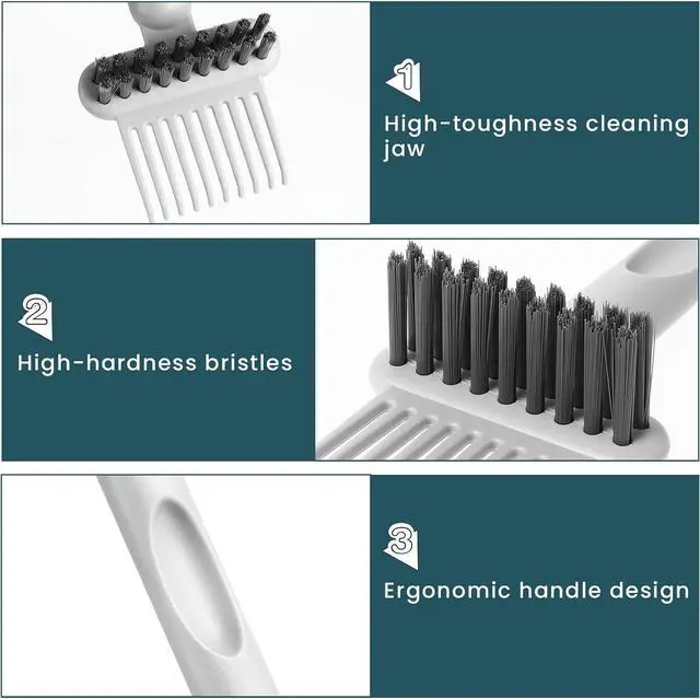 Alt view image 3 of 7 - Brush Cleaning Tool 2-In-1 Comb Cleaner Effective Hairbrush Cleaner Small and Portable Suitable for Travel,Good Comb Brush for WomenGrey