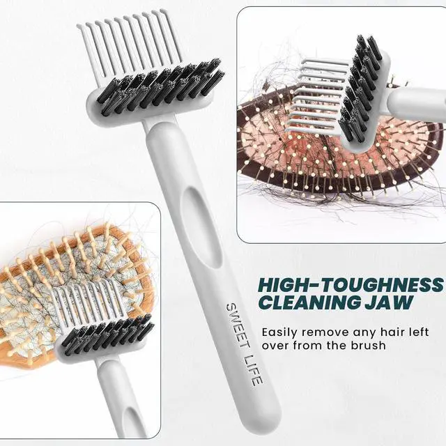 Alt view image 4 of 7 - Brush Cleaning Tool 2-In-1 Comb Cleaner Effective Hairbrush Cleaner Small and Portable Suitable for Travel,Good Comb Brush for WomenGrey