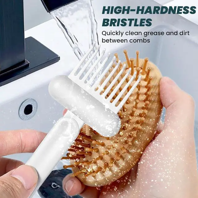 Alt view image 6 of 7 - Brush Cleaning Tool 2-In-1 Comb Cleaner Effective Hairbrush Cleaner Small and Portable Suitable for Travel,Good Comb Brush for WomenGrey