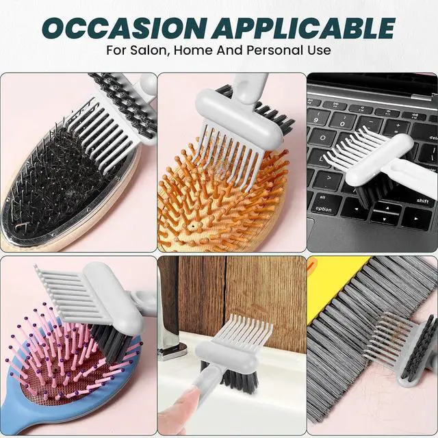 Alt view image 5 of 7 - Brush Cleaning Tool 2-In-1 Comb Cleaner Effective Hairbrush Cleaner Small and Portable Suitable for Travel,Good Comb Brush for WomenGrey