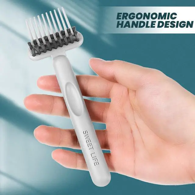 Alt view image 7 of 7 - Brush Cleaning Tool 2-In-1 Comb Cleaner Effective Hairbrush Cleaner Small and Portable Suitable for Travel,Good Comb Brush for WomenGrey