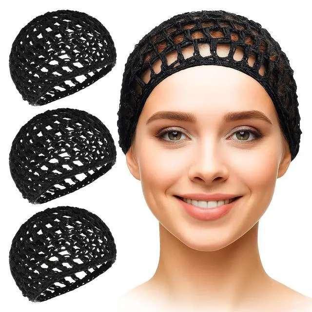 Main image of KETAR 4 Pcs Hair Nets for Sleeping, 5.5 x 6 Soft Viscose (Black) | Hair Net for Silk Press; Breathable Mesh; Stretchable; Comfortable for Extended Wear; Styling for Curls, Braids, Extensions