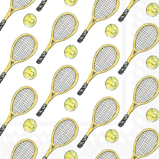 Main image of IHR Ideal Home Range Cocktail Napkins Rosanne Beck Disposable 3-Ply Paper Party Napkin Pack, 5" x 5", Tennis, 20-Count