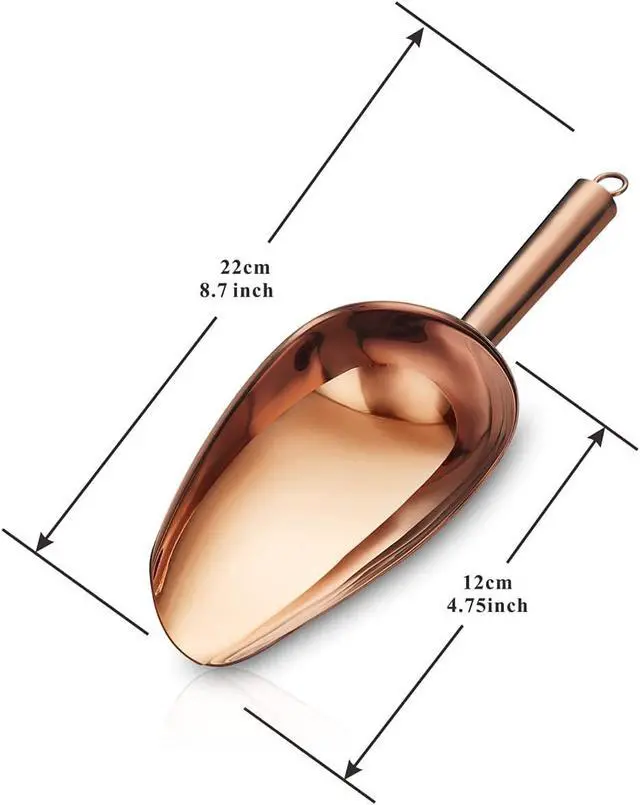 Alt view image 2 of 7 - Berglander Stainless Steel Rose Gold Ice Scoop 6 OZ, Titanium Copper Plating Metal Ice Scooper For Ice Maker Multipurpose For Candy Wedding Kitchen Bar Party Pet Animal Dog Food Scoop Beach Shovel