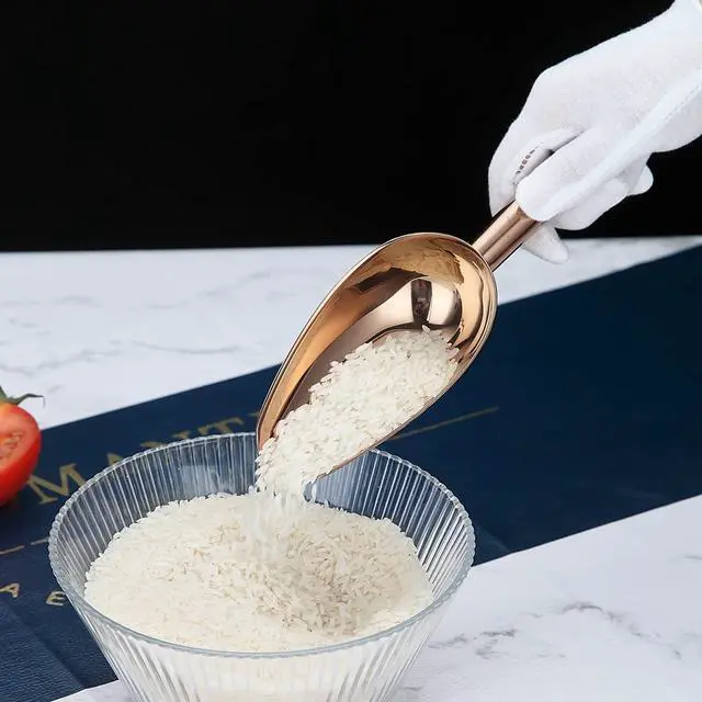 Alt view image 4 of 7 - Berglander Stainless Steel Rose Gold Ice Scoop 6 OZ, Titanium Copper Plating Metal Ice Scooper For Ice Maker Multipurpose For Candy Wedding Kitchen Bar Party Pet Animal Dog Food Scoop Beach Shovel
