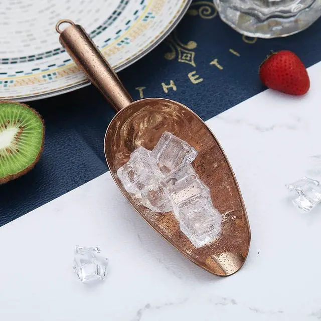 Alt view image 6 of 7 - Berglander Stainless Steel Rose Gold Ice Scoop 6 OZ, Titanium Copper Plating Metal Ice Scooper For Ice Maker Multipurpose For Candy Wedding Kitchen Bar Party Pet Animal Dog Food Scoop Beach Shovel