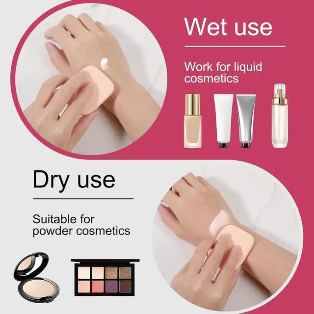 Alt view image 5 of 7 - 2 Pcs Foundation Sponge, Rectangle Makeup Sponges for Foundation, for All Skin Types, Powder Puff for Flawless Application, Wet and Dry Dual Use