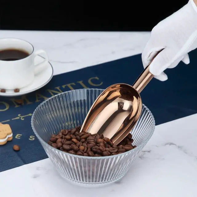 Alt view image 7 of 7 - Berglander Stainless Steel Rose Gold Ice Scoop 6 OZ, Titanium Copper Plating Metal Ice Scooper For Ice Maker Multipurpose For Candy Wedding Kitchen Bar Party Pet Animal Dog Food Scoop Beach Shovel