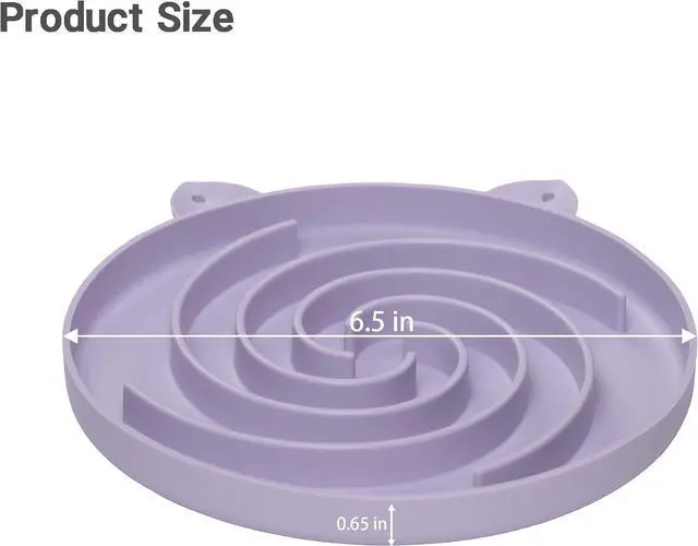 Alt view image 6 of 7 - Bifeaw Slow Feeder Cat Bowl, Easy to Clean Silicone Bowl, Ideal for Dry and Wet Food (Purple and White)