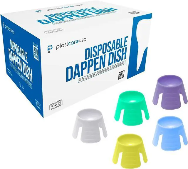 Main image of 200 PlastCare USA Assorted Dappen Dish, Disposable Small Plastic Containers Liquid Bowls for Dental and Nail Procedures