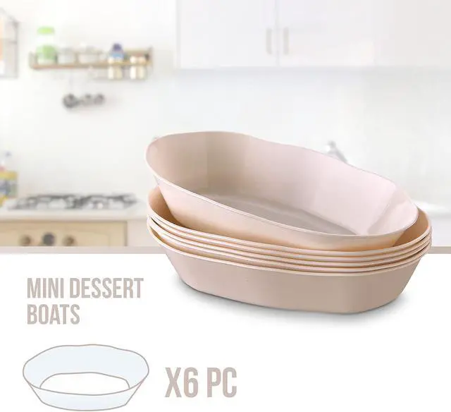 Alt view image 5 of 5 - Silver Spoons MINI DESSERT BOWLS | Oval Dessert Plates | Lava Collection | Cream, Dessert Bowls, 6 PC