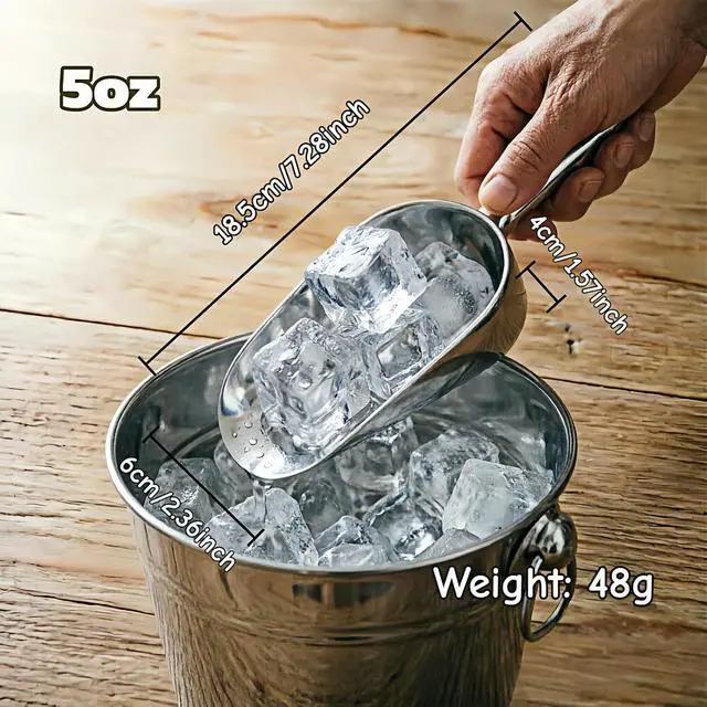 Alt view image 3 of 7 - 5oz Ice Cube Endurance Scoop, Cast Aluminum Shovel, Kitchen Utility Scoops With Finger Groove Handle, Ideal for Ice Cube, Coffee, Bean, Food, Candy, Flour, Popcorn Rust Free - Silver