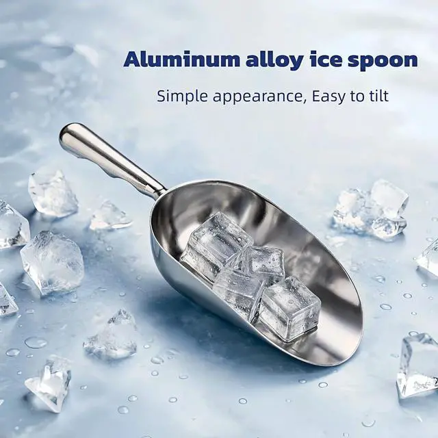 Alt view image 5 of 7 - 5oz Ice Cube Endurance Scoop, Cast Aluminum Shovel, Kitchen Utility Scoops With Finger Groove Handle, Ideal for Ice Cube, Coffee, Bean, Food, Candy, Flour, Popcorn Rust Free - Silver