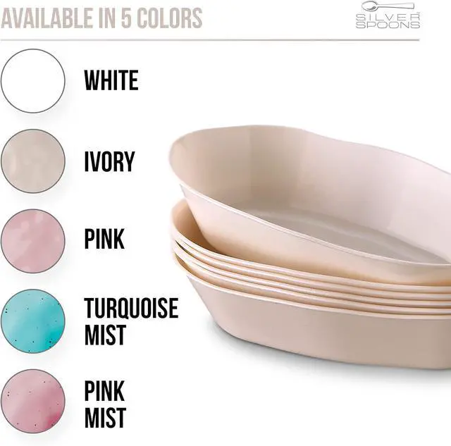 Alt view image 3 of 5 - Silver Spoons MINI DESSERT BOWLS | Oval Dessert Plates | Lava Collection | Cream, Dessert Bowls, 6 PC