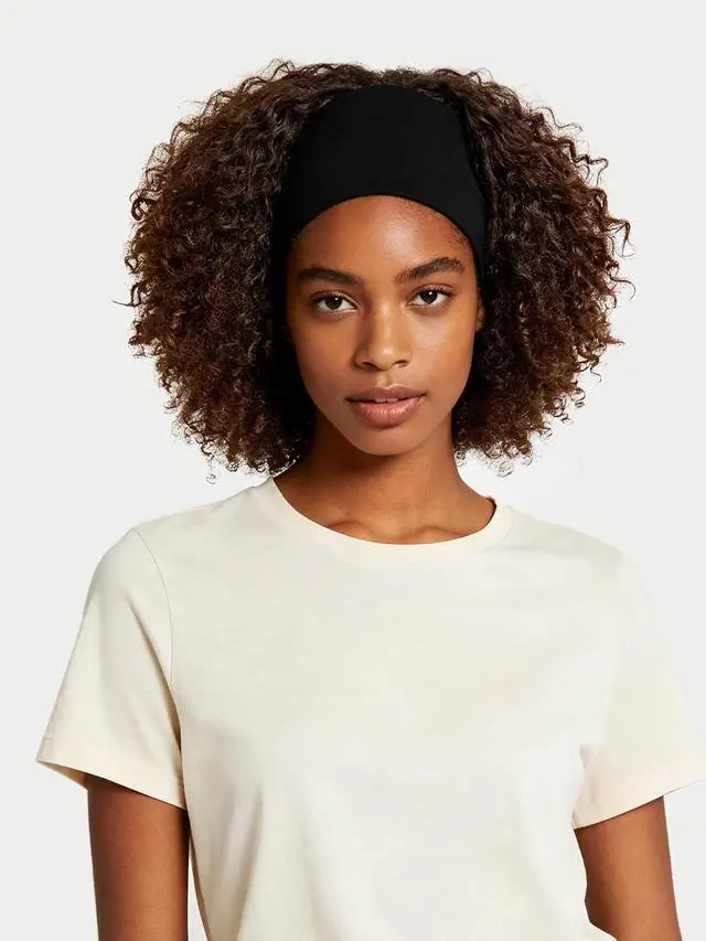 Alt view image 4 of 7 - 3Pcs Wide Headbands For Women, Black Headband Non Slip, Soft Cotton Cloth Stretchy Thick for Running and Exercise