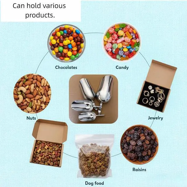 Alt view image 7 of 7 - 5oz Ice Cube Endurance Scoop, Cast Aluminum Shovel, Kitchen Utility Scoops With Finger Groove Handle, Ideal for Ice Cube, Coffee, Bean, Food, Candy, Flour, Popcorn Rust Free - Silver