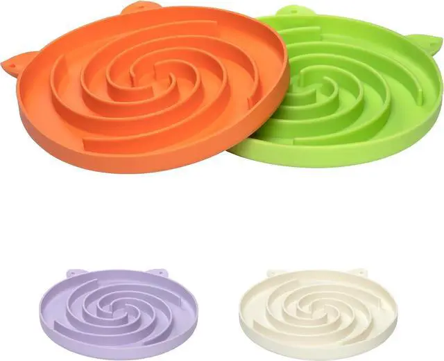 Main image of Bifeaw Slow Feeder Cat Bowl, Easy to Clean Silicone Bowl, Ideal for Dry and Wet Food (Orange and Cyan)