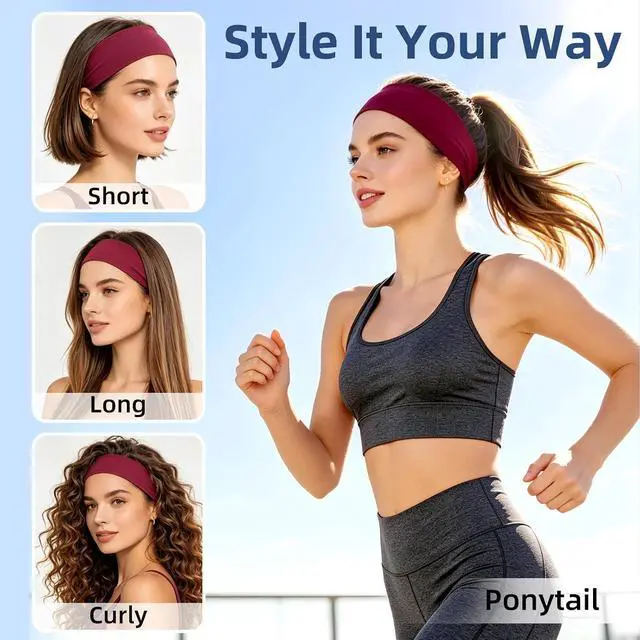 Alt view image 5 of 6 - Fishinsea 10 Pack Headbands for Women, Elastic Non-Slip Hair Bands Hair Warp for Sports Daily Workout Yoga Running