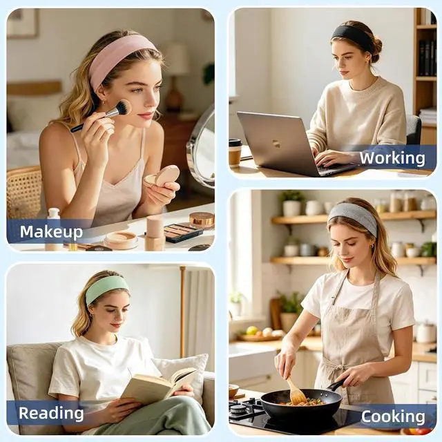 Alt view image 6 of 6 - Fishinsea 10 Pack Headbands for Women, Elastic Non-Slip Hair Bands Hair Warp for Sports Daily Workout Yoga Running