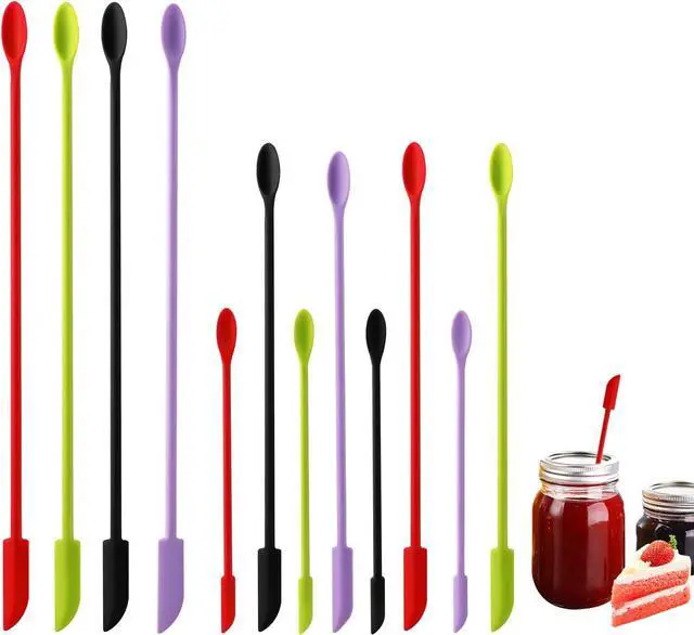 Main image of 12 Pack Mini Spatula Silicone Small Thin Scooping Spoons Double-End Makeup Spatula Scraper for Jar Bottles Kitchen Beauty Cosmetic
