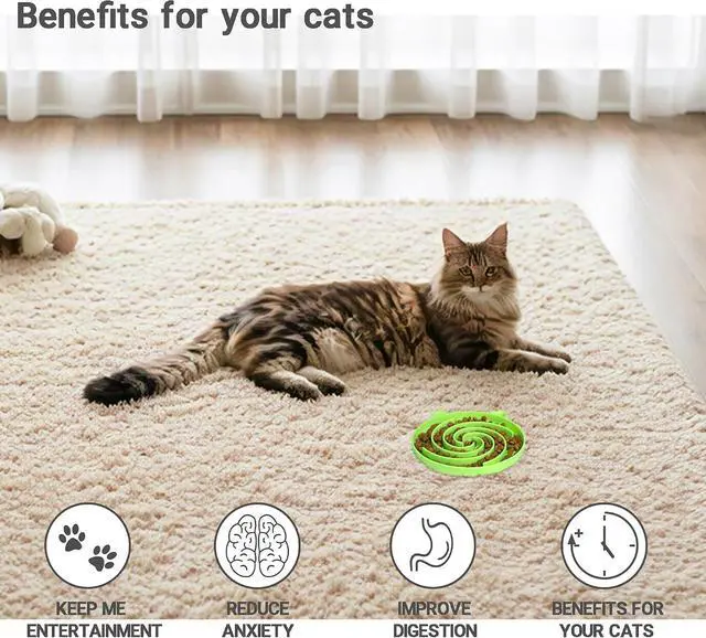 Alt view image 4 of 7 - Bifeaw Slow Feeder Cat Bowl, Easy to Clean Silicone Bowl, Ideal for Dry and Wet Food (Orange and Cyan)