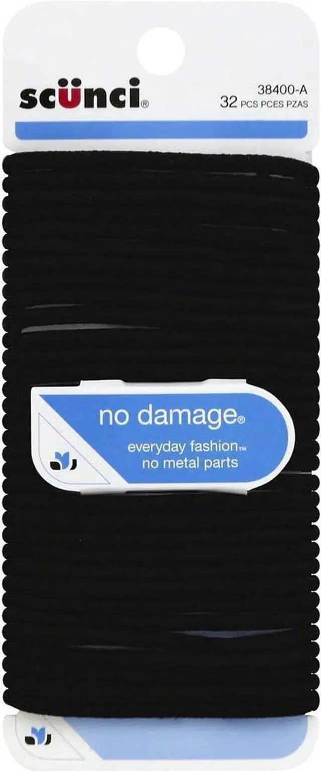 Main image of Scunci Black - 32 Count Comfortable Elastics for all day Medium Hold