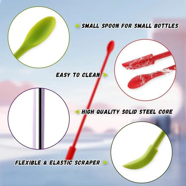 Alt view image 3 of 6 - 12 Pack Mini Spatula Silicone Small Thin Scooping Spoons Double-End Makeup Spatula Scraper for Jar Bottles Kitchen Beauty Cosmetic