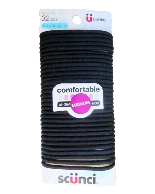 Alt view image 2 of 2 - Scunci Black - 32 Count Comfortable Elastics for all day Medium Hold
