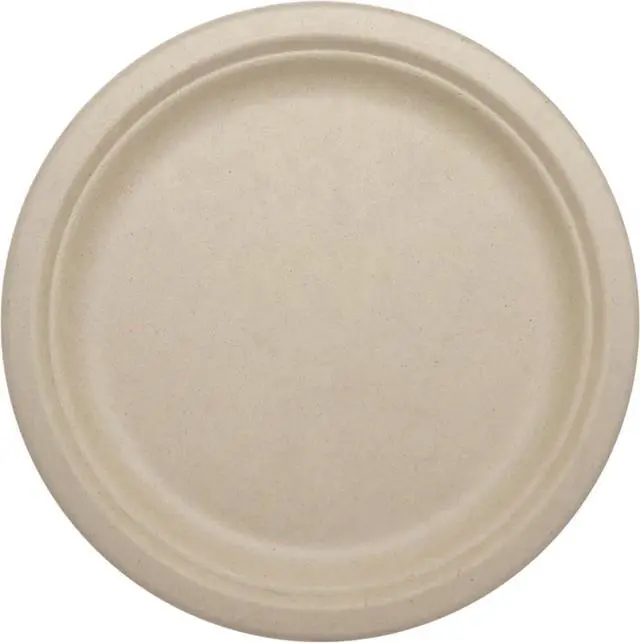 Main image of World Centric Compostable Round Paper Plates, 9 Inch (Pack of 20) | Made from Unbleached Plant Fiber, Sustainable, Heavy Duty, Grease Resistant, Microwave & Freezer Safe, No Added PFAS