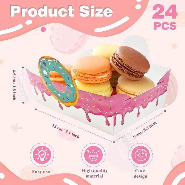 Alt view image 4 of 7 - Donut Paper Food Tray 24pcs Donut Grow Up Party Decorations Disposable Snack Popcorn Bowl for Birthday Baby Party Supplies