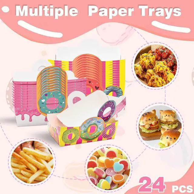 Alt view image 2 of 7 - Donut Paper Food Tray 24pcs Donut Grow Up Party Decorations Disposable Snack Popcorn Bowl for Birthday Baby Party Supplies