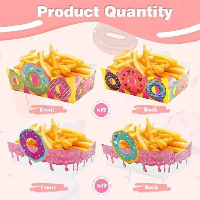 Alt view image 6 of 7 - Donut Paper Food Tray 24pcs Donut Grow Up Party Decorations Disposable Snack Popcorn Bowl for Birthday Baby Party Supplies