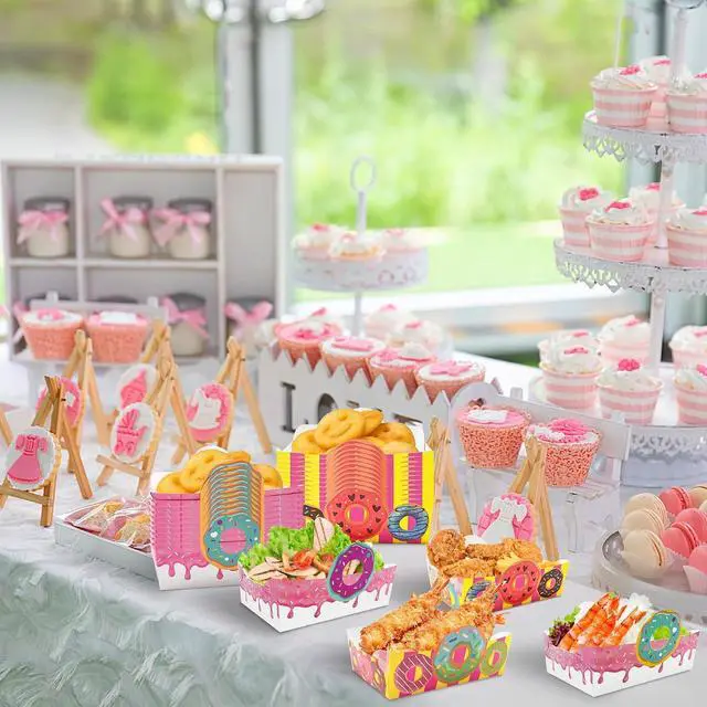 Alt view image 7 of 7 - Donut Paper Food Tray 24pcs Donut Grow Up Party Decorations Disposable Snack Popcorn Bowl for Birthday Baby Party Supplies