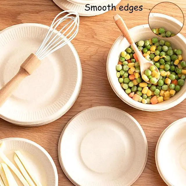 Alt view image 4 of 6 - 100 Pack Compostable 8 oz Paper Bowls,Small Natural Disposable Paper Bowls | Heavy-Duty,Hot or Cold Use,Biodegradable Soup Bowls for Salad,Soup,Snack,Parties,Catering,Picnics Supplies
