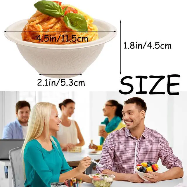 Alt view image 2 of 6 - 100 Pack Compostable 8 oz Paper Bowls,Small Natural Disposable Paper Bowls | Heavy-Duty,Hot or Cold Use,Biodegradable Soup Bowls for Salad,Soup,Snack,Parties,Catering,Picnics Supplies